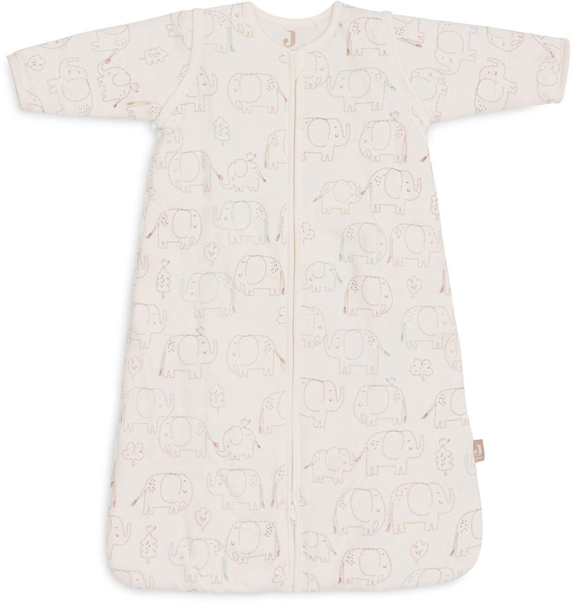 Jollein slaapzak baby met afristbare mouw 110cm - elephant tales