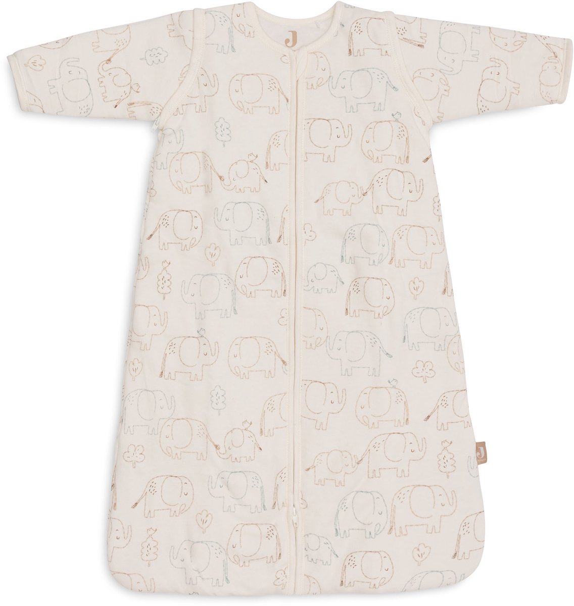 Jollein slaapzak baby met afristbare mouw 70cm - elephant tales