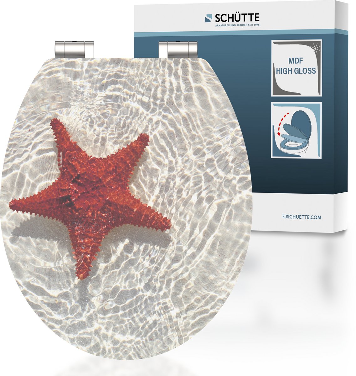 SCHÜTTE SCHÜTTE Toiletbril met softclose RED STARFISH MDF hoogglans
