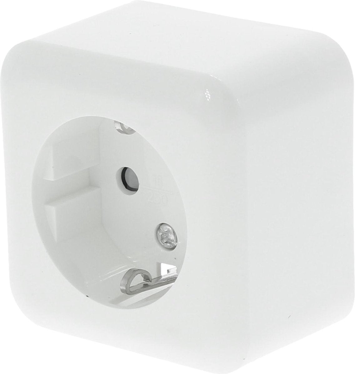 Q-link contactdoos | opbouw | 1-voudig | met aanraakbeveiliging | randaarde | polarwit - 00.947.03