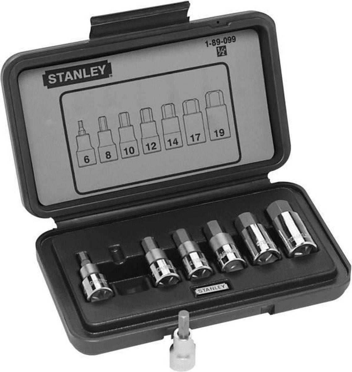 Stanley - dopsleutelset - 7 stuks - chroom-vanadiumstaal - 1 2 inch - hex