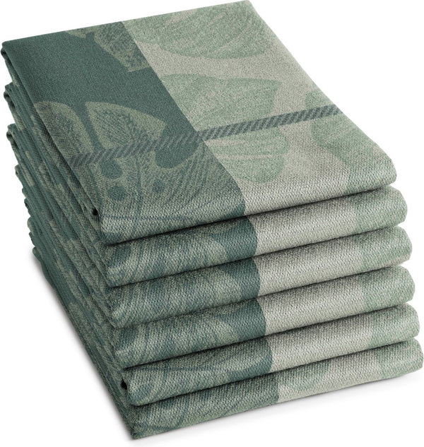 Ddddd - monstera - 6x theedoek - set van 6 stuks - katoen - plantenprint - 60x65 cm - groen