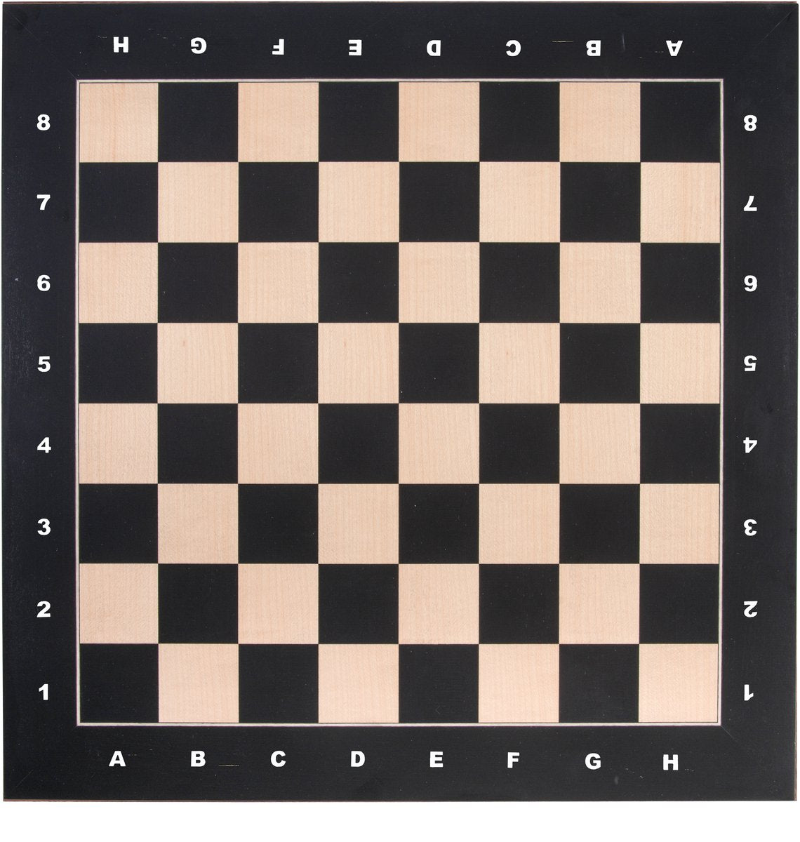 Engelhart schaakbord – esdoorn ingelegd 40x40 cm – met coördinaten (letters cijfers) – houten schaakbord voor schaakspel –