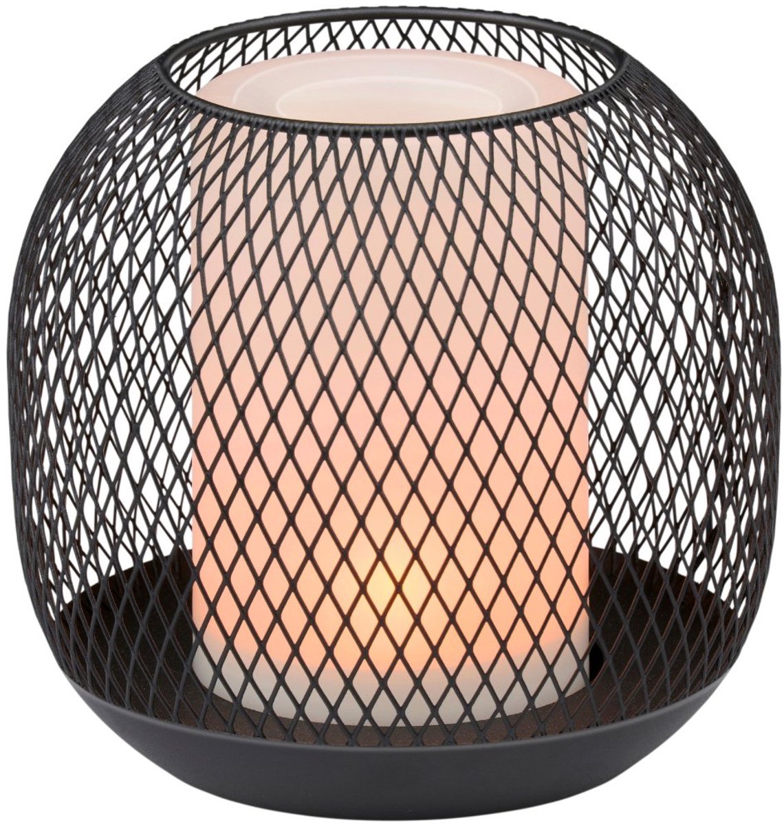 Arti casa grundig solar tafellamp - zwarte metalen lantaarn - ip44 weerbestendig - ø13x14 cm