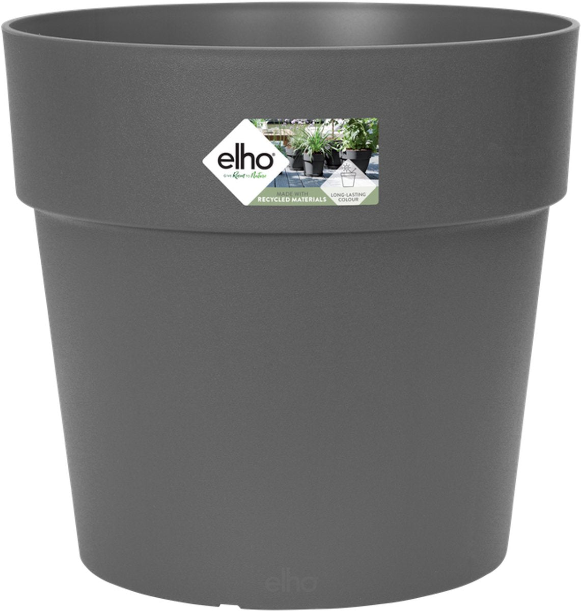 Elho vibia straight rond 40 - grote bloempot voor buiten - 100% gerecycled plastic - ø 39.0 x h 36.8 cm - antraciet