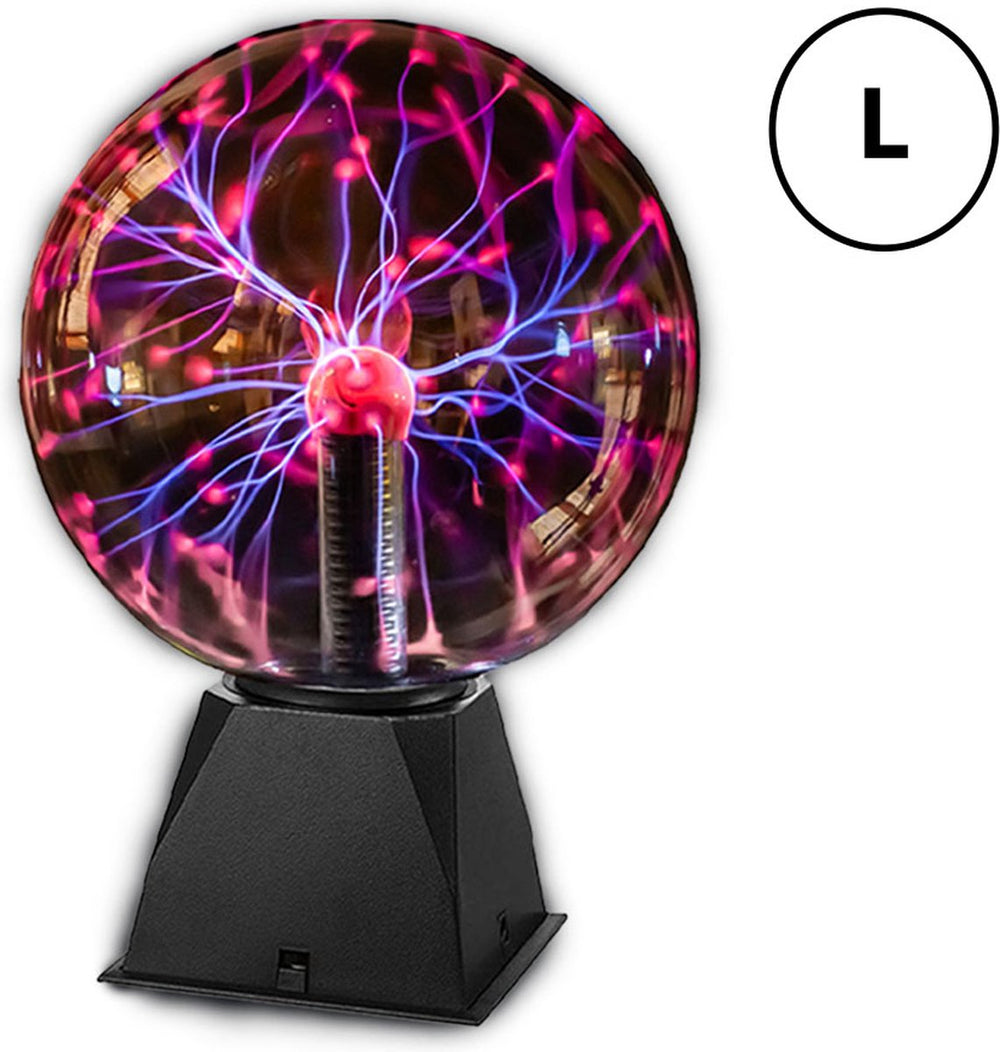 I-total plasma bol - discolamp - plasmalamp - aanraak gevoelig - geluid gevoelig - inclusief usb adapter - zwart - 25cm - groot