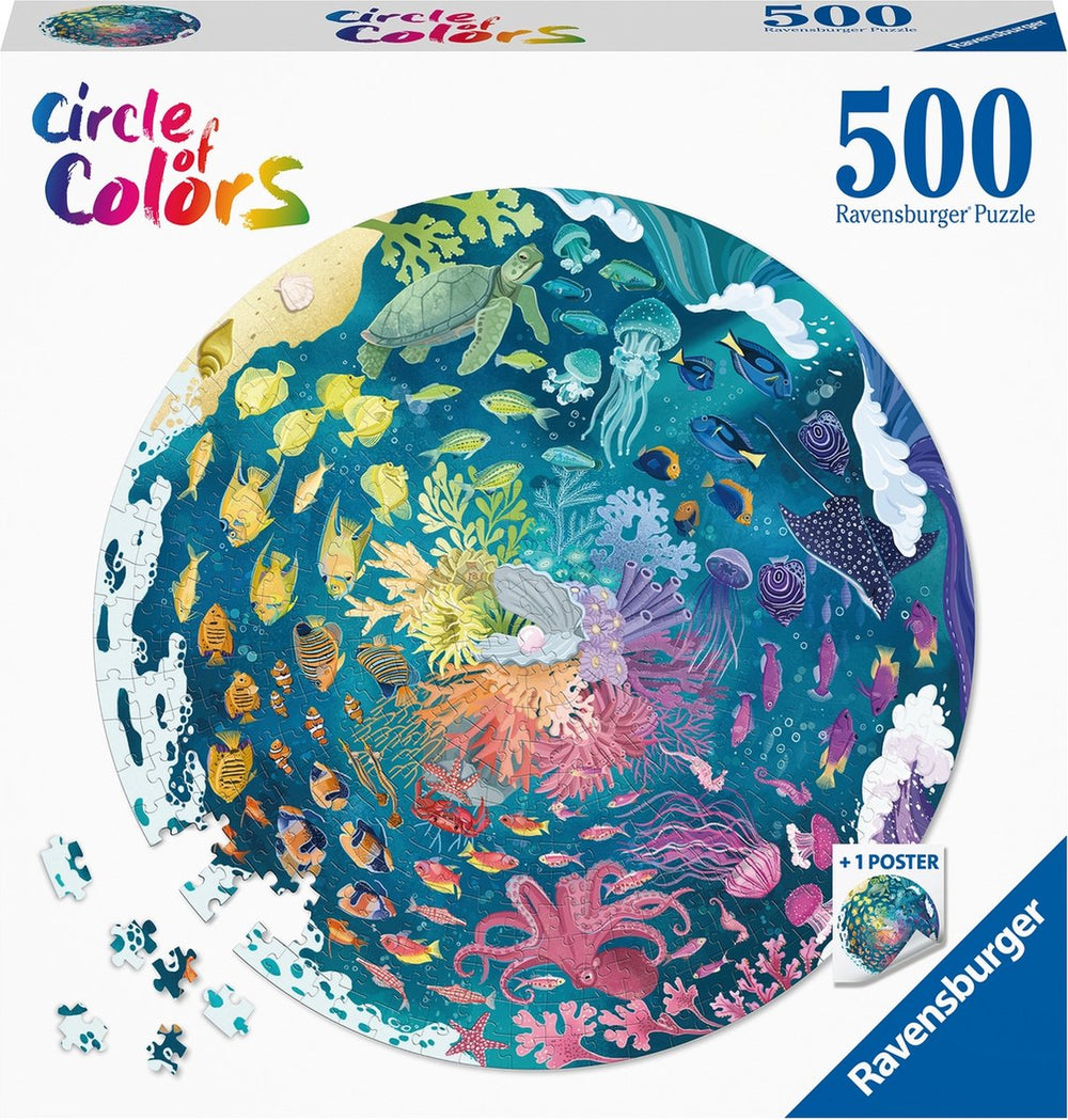 Ravensburger Round Puzzle Circle of Colors Ocean and Submarine - Jigsaw Puzzle - 500 Pieces