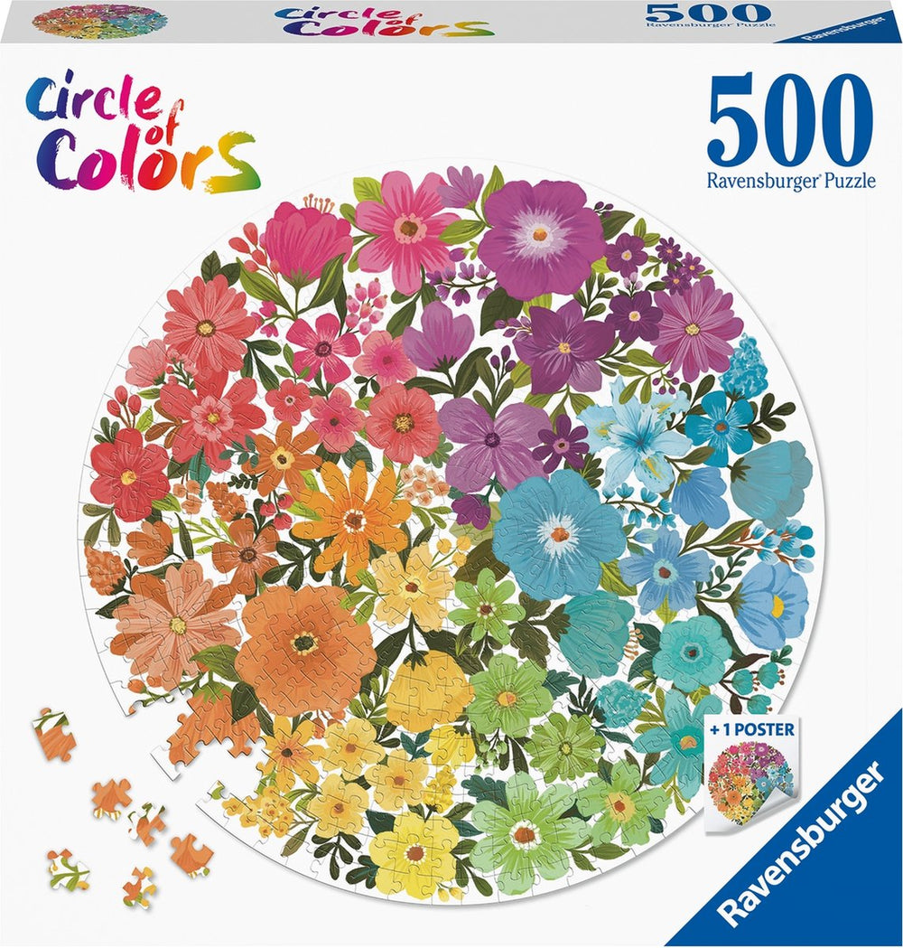 Ravensburger Round Puzzle Circle of Colors Flowers - Jigsaw Puzzle - 500 Pieces