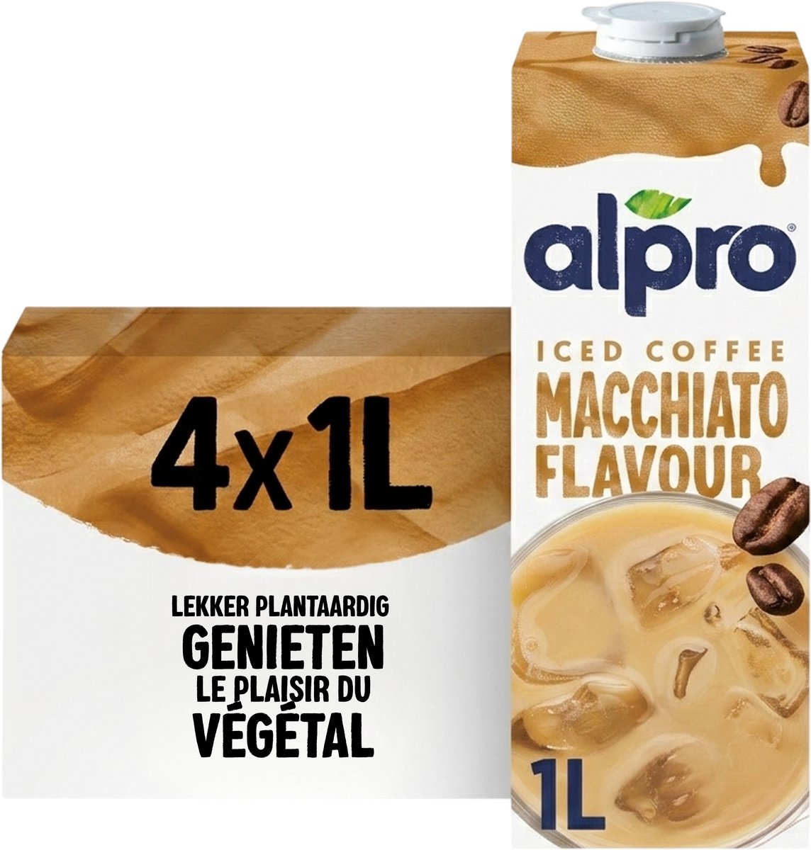 Alpro sojadrink macchiato - plantaardige sojadrink met koffiesmaak - lactosevrij glutenvrij - 4 x 1l