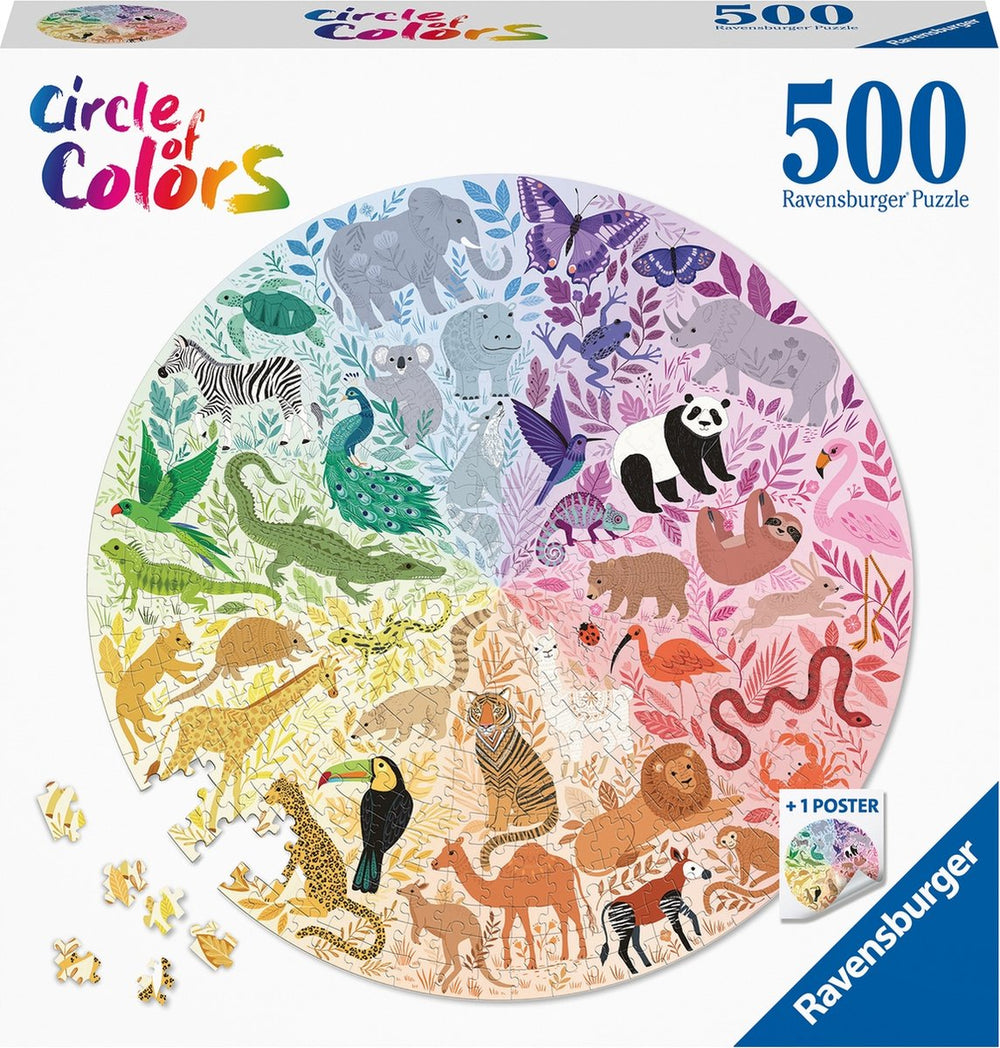 Ravensburger Circle of Colors Animals Round Jigsaw Puzzle - 500 Pieces