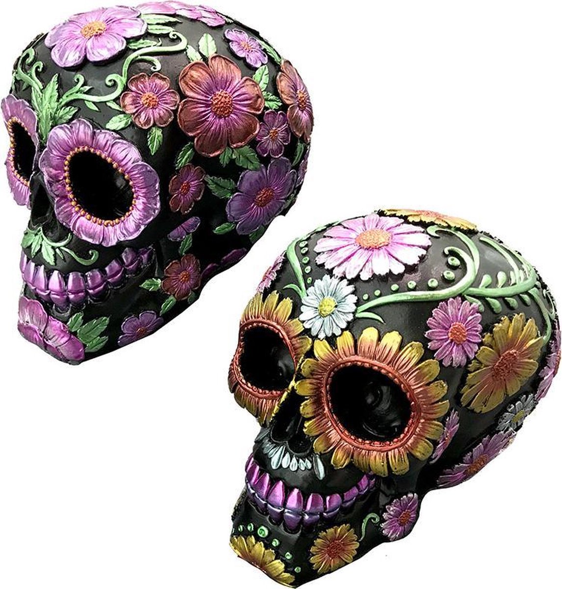 Puckator day of the dead daisy and flower skull decoratie figuur