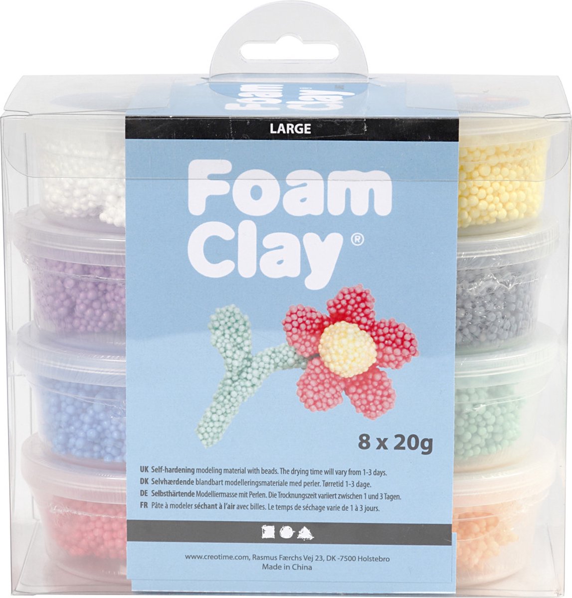 Creativ company foam clay large basisset van 8 kleuren - boetseren - aan de lucht drogende klei