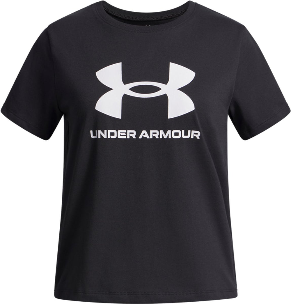 Under armour ua big logo ss unisex sportshirt - zwart - wit
