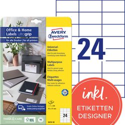 Etiketten avery 3474-10 70 x 37