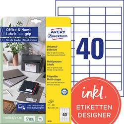 Etiket zweckform 48,5x25,4mm wit perm. 40 labels 10 vel