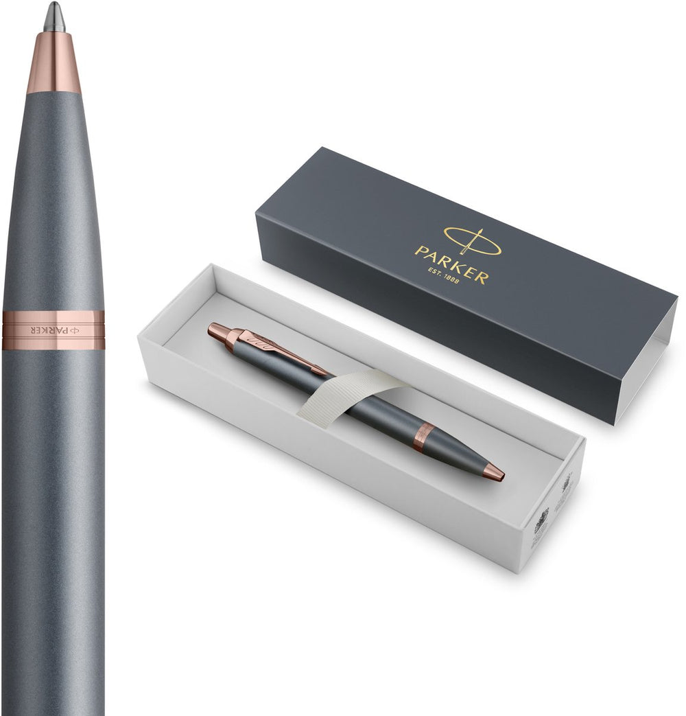 Parker im-balpen | finishing touch-collectie | leisteenafwerking | medium | blauw | geschenkverpakking