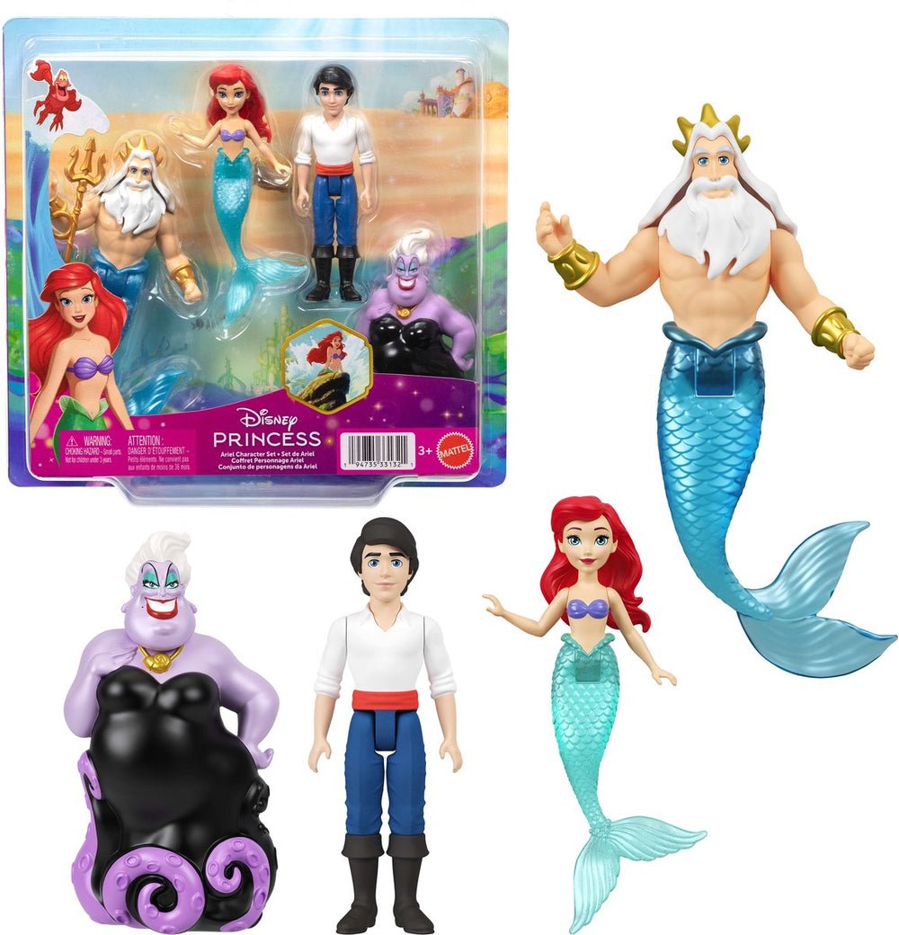 Mattel disney prinses ariël personageset met 4 kleine poppen