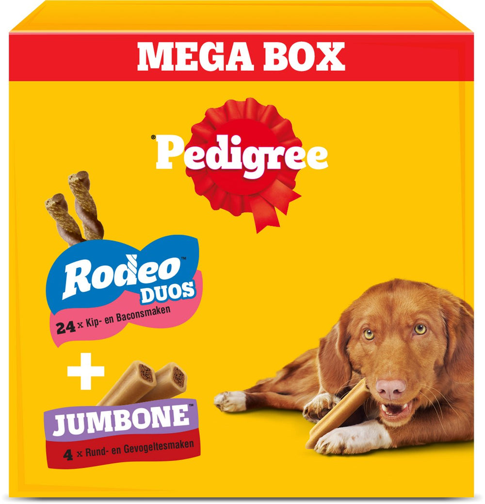 Pedigree hondensnacks - megabox - 24 x rodeo en 4 x jumbone - 780g