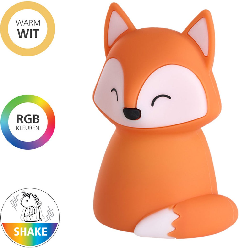 Eglo castellino vos nachtlampje kinderen baby - draadloos - 15 cm - oranje - rgb wit licht - oplaadbaar - touch bediening