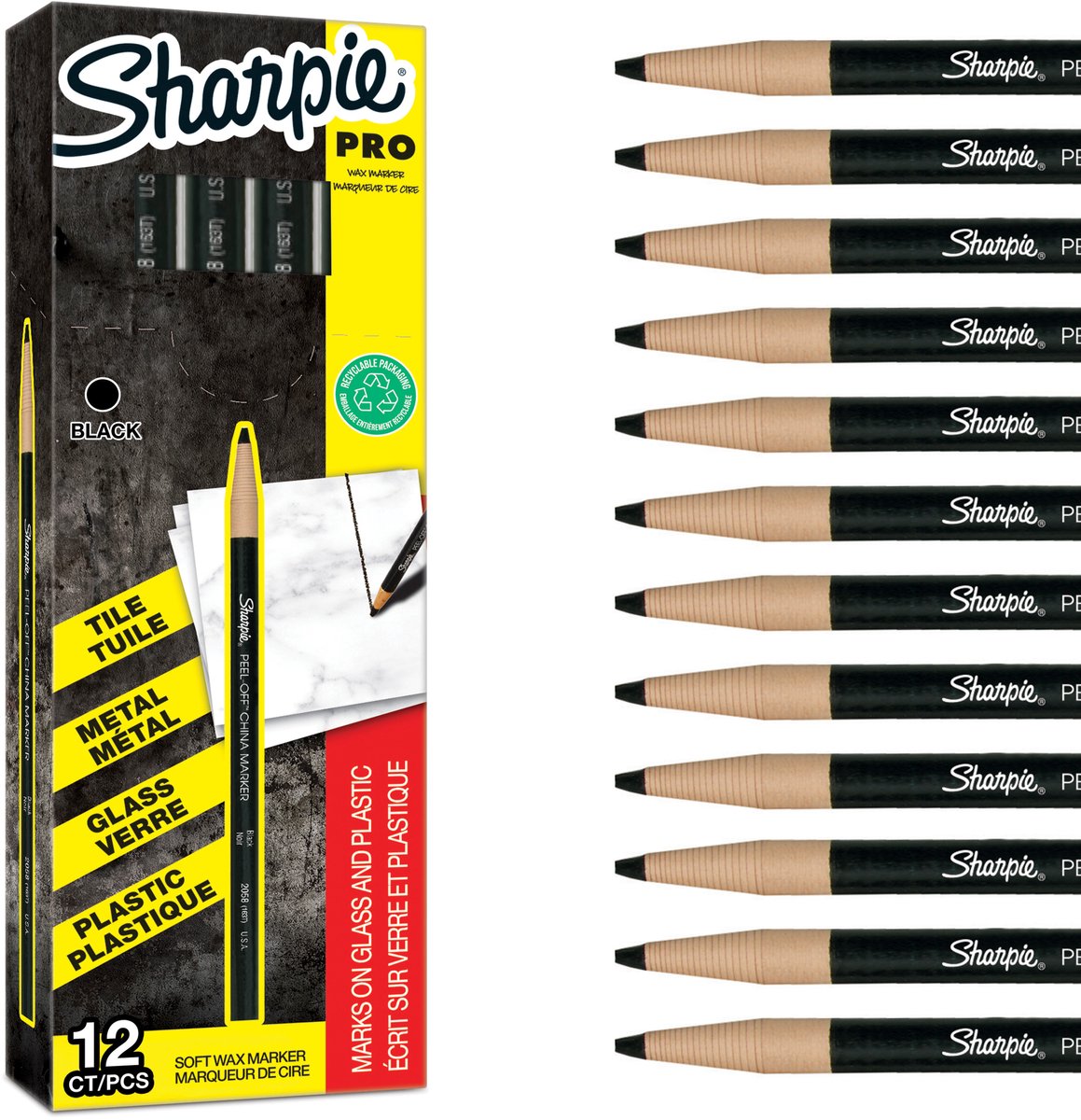 Sharpie verwijderbare porseleinmarkers | fijne punt | zwart | 12 stuks