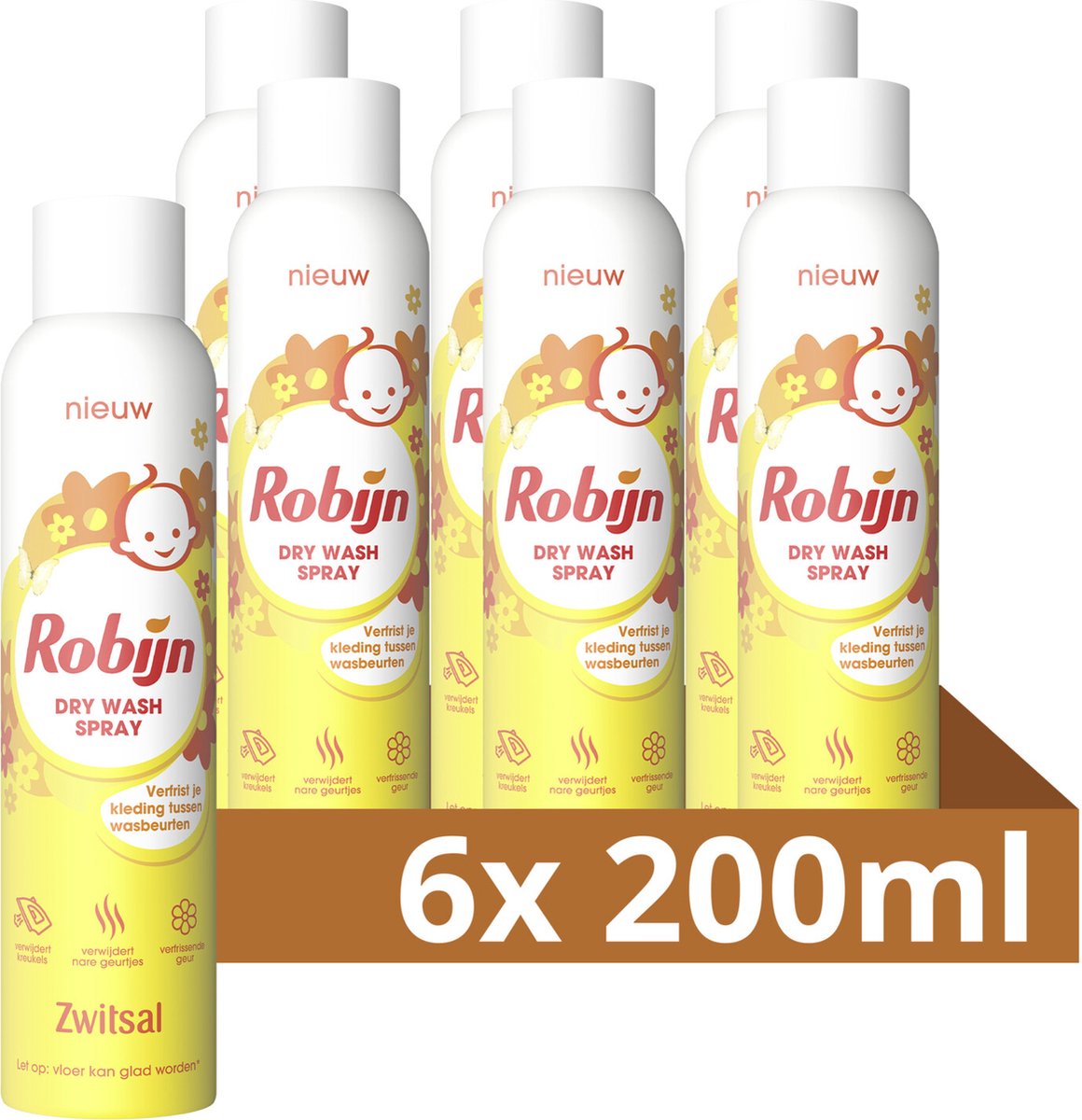 Robijn - zwitsal dry wash spray - 6 flessen x 200 ml - voordeelverpakking