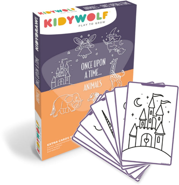 Kidywolf kidydraw mini refill – once upon a time animals – 60 tekenkaarten - 4+