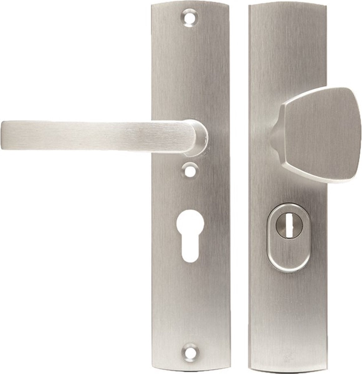 Axa veiligheidsbeslag (curve plus) aluminium geslepen: knop-kruk (model s blok) pc55 met kerntrekbeveiliging skg***