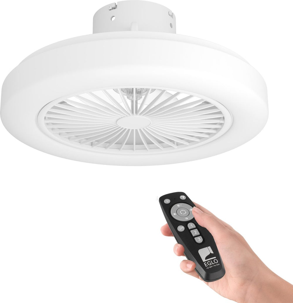 Eglo ortona - plafondventilator met lamp - ø46cm - 3 snelheden - led dimbaar - energiezuinig - ac longer life - wit