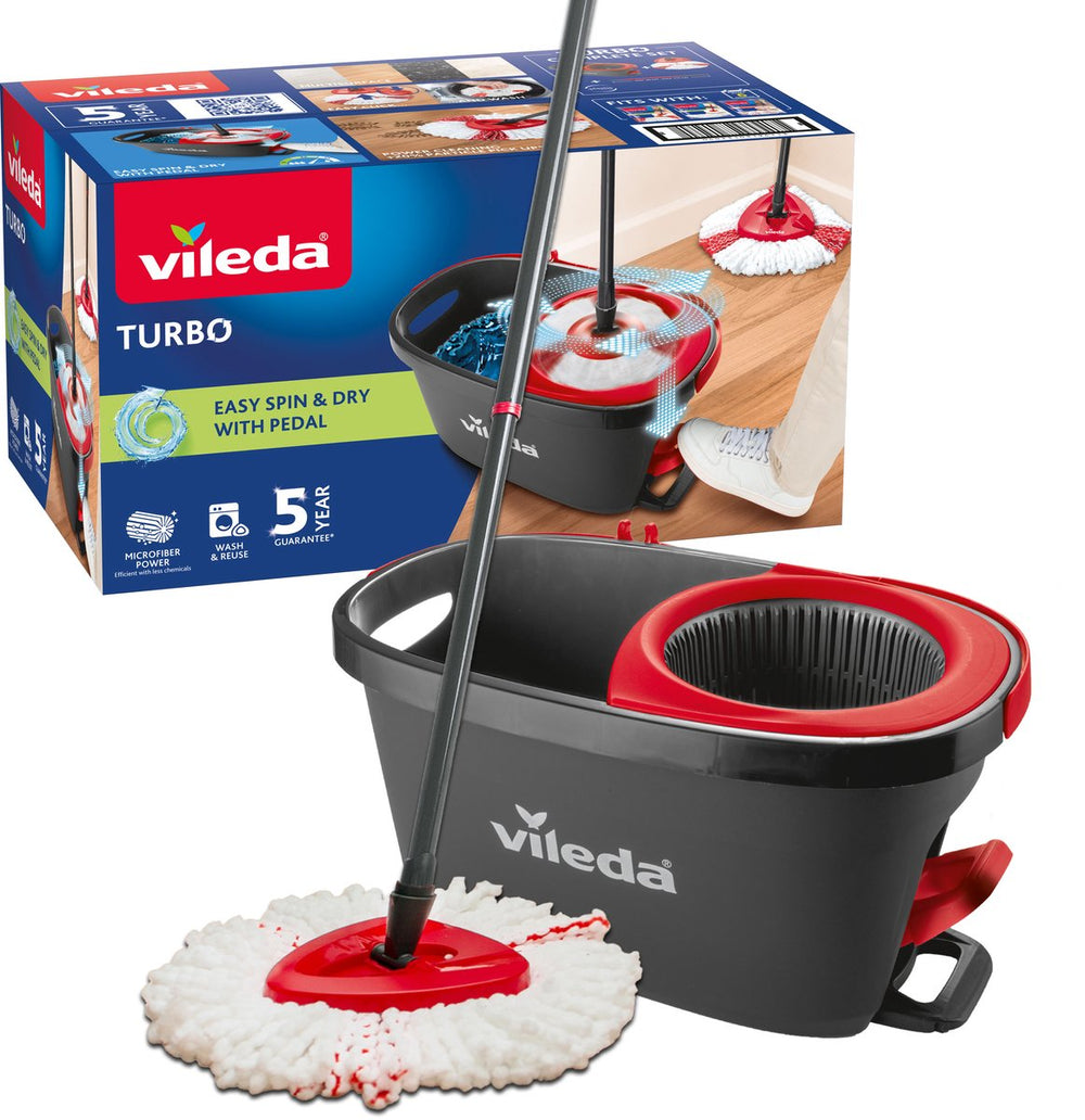 Vileda turbo – complete set met spinmop en emmer met pedaalpers - microvezelmop