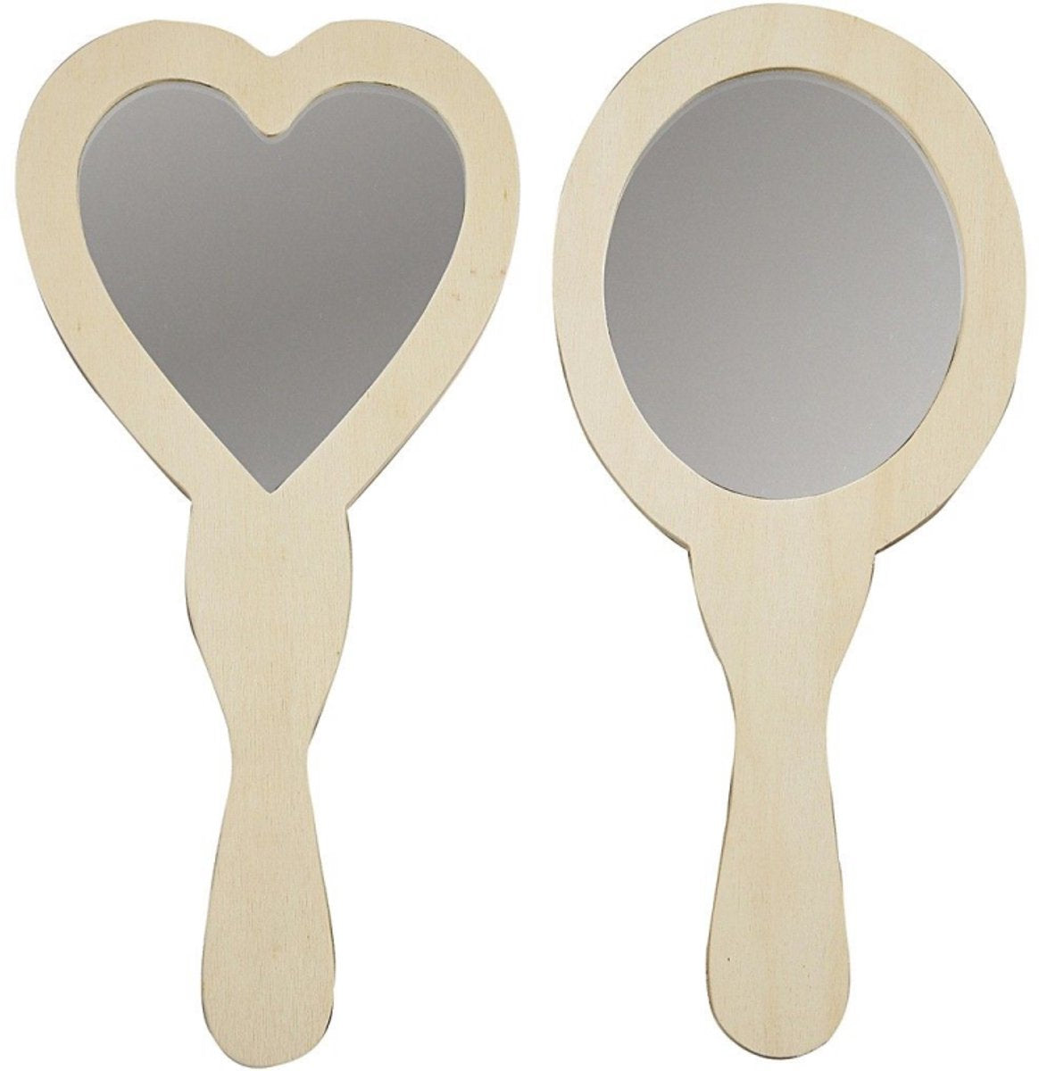 Creativ company versier je houten handspiegel, 2st. 25cm