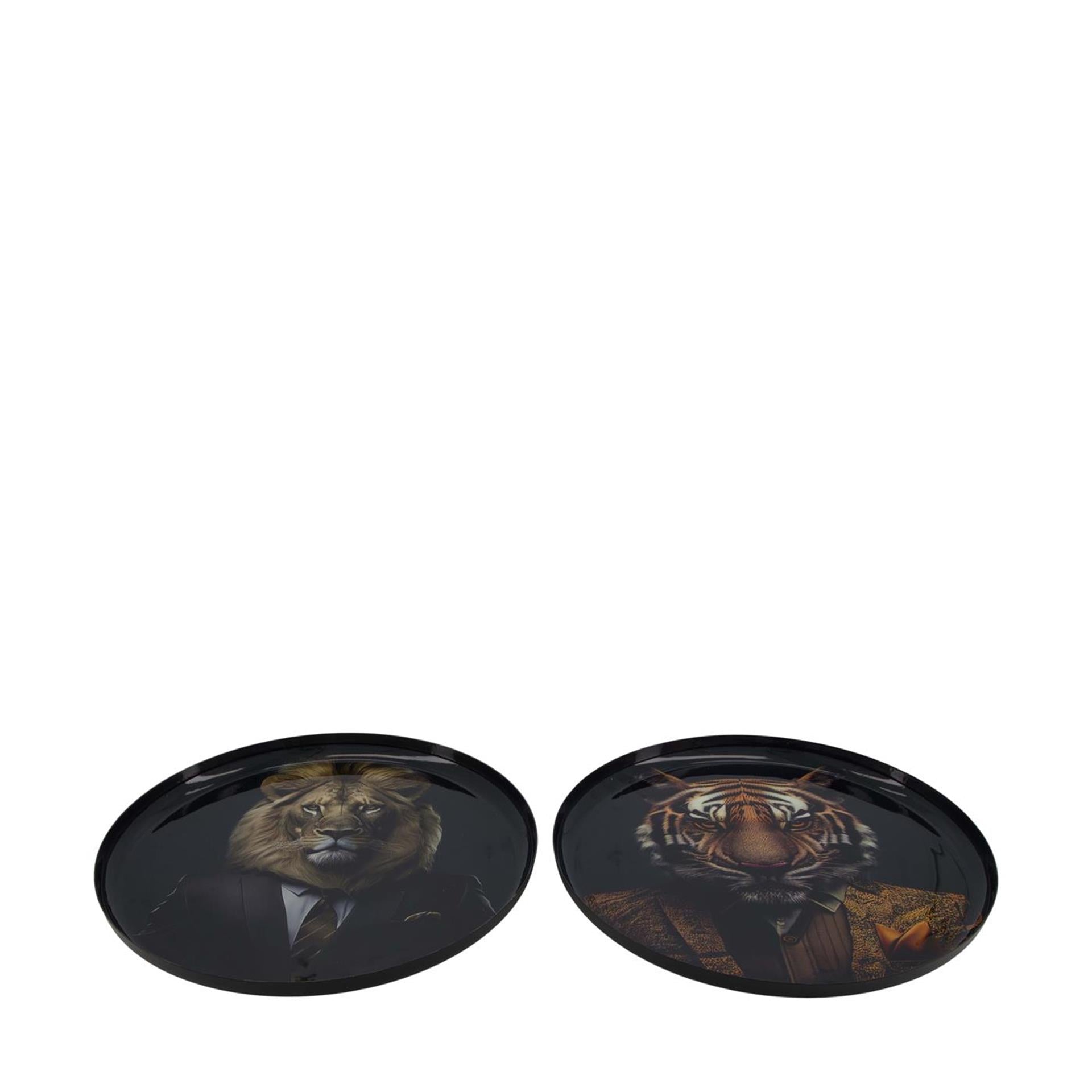Dijk natural collections dienblad dier metaal zwart ø28cm