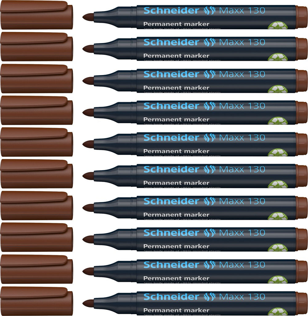 Schneider schrijfwaren schneider permanent marker - maxx 130 - ronde punt - bruin - lijnbreedte 1-3 mm - 10 stuks - s-113007-10