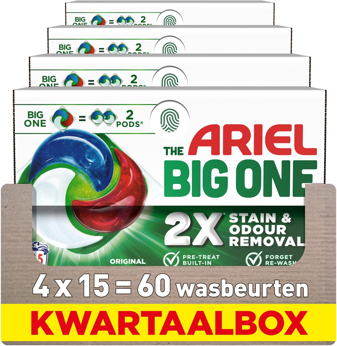 Ariel 3in1 wasmiddel pods the big one original - 4 x 15 stuks