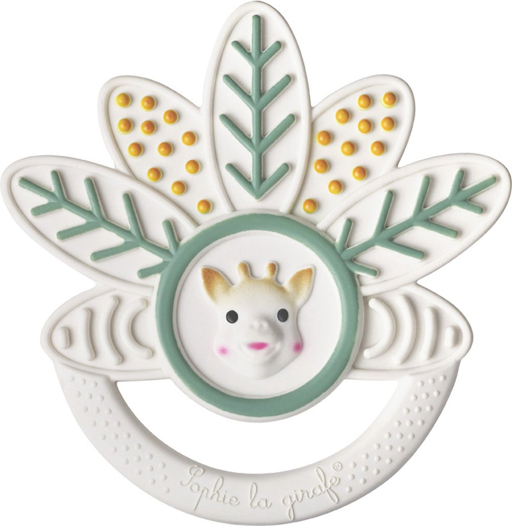 Sophie de giraf blad bijtring - 5-senses collectie - 100% natuurlijk rubber - bijtspeelgoed baby - vanaf 0 maanden - 10x10x1 cm - ok-biobased - in witte geschenkdoos