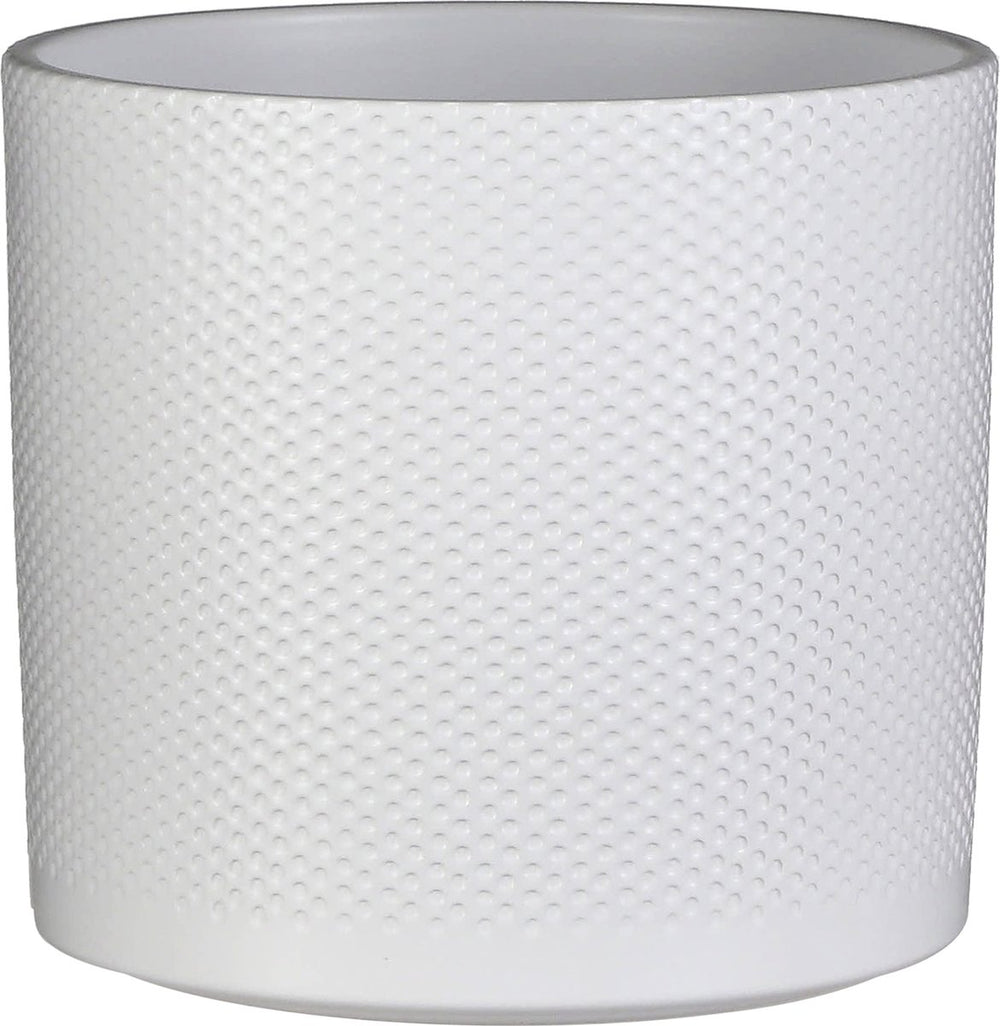 Mica decorations plantenpot - wit - relief - keramiek - 23 x 21 cm - plantenpotten binnen