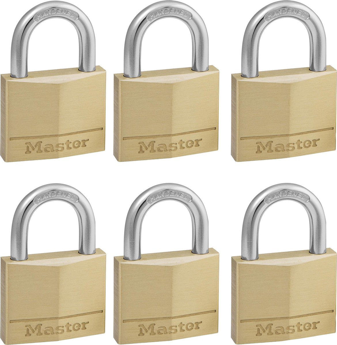 Masterlock hangslot - massief messing - gelijksluitend - 40mm - 6 stuks - 140eursix