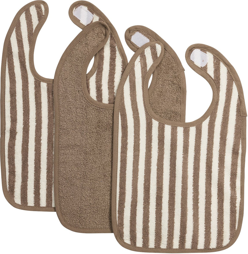 Meyco baby fat stripe slab - 3-pack - jacquard badstof - taupe