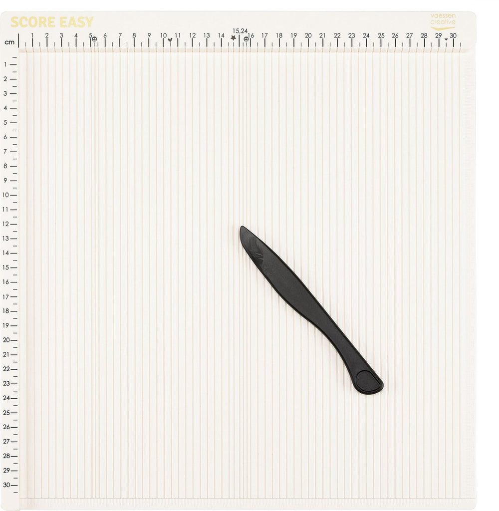 Vaessen creative rilbord - score easy - 30,5 x 30,5 cm - met vouwbeen en liniaal - in cm - offwhite