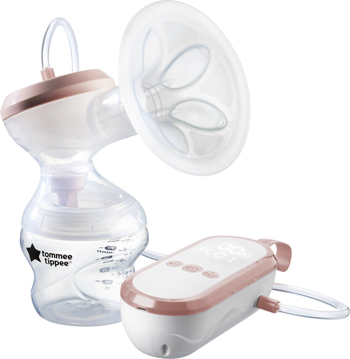 Tommee tippee made for me - enkele elektrische borstkolf - sterke zuigkracht - zacht gevoel - oplaadbaar via usb - stil - draagbaar - express-modi - inclusief babyfles