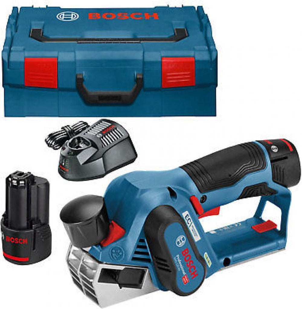 Bosch accu schaafmachine gho 12v-20 2x 3,0 ah + lader gal 1230 cv