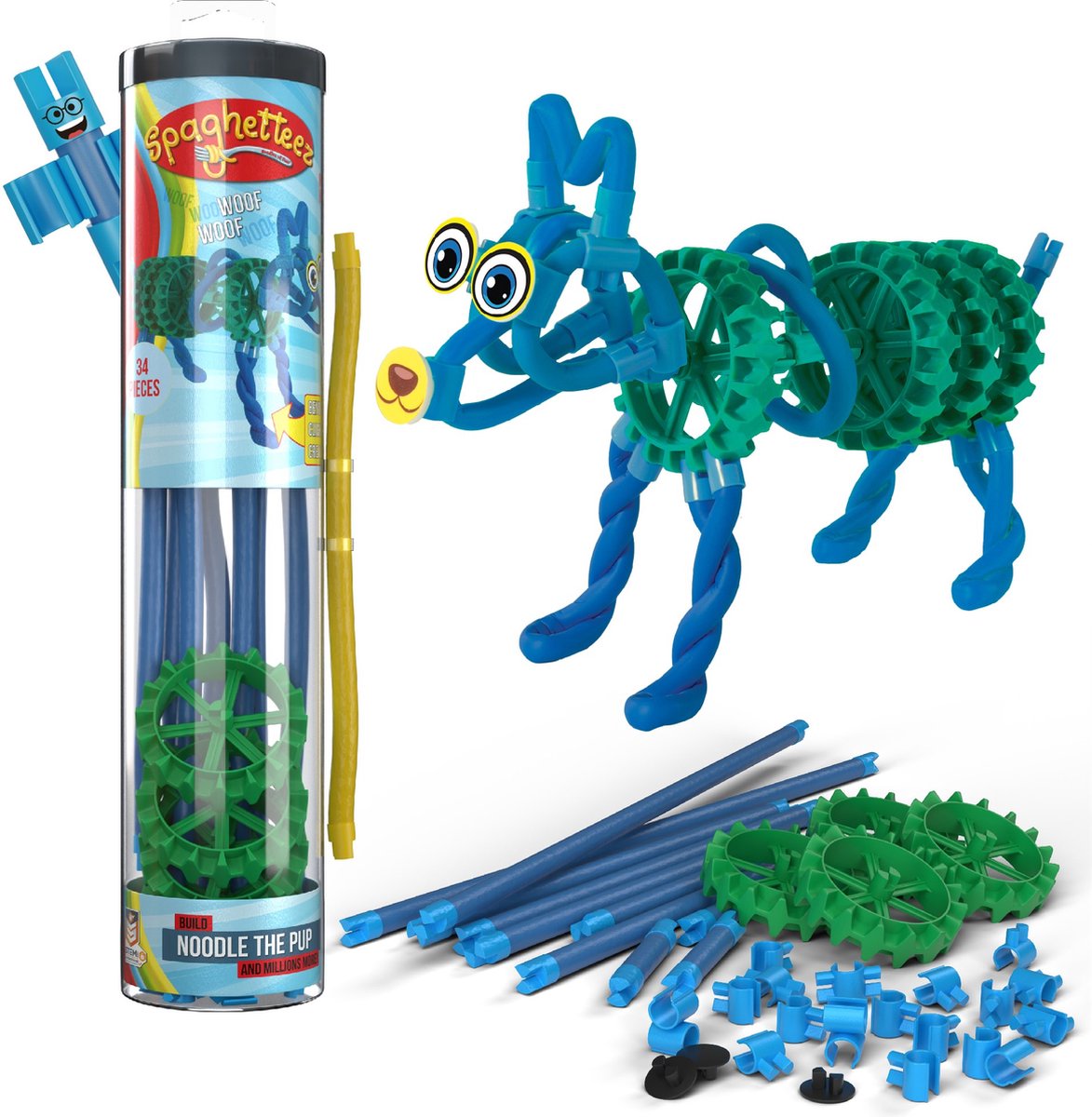 Clics spaghetteez noodle de pup flexibele bouwstaafjes, 34dlg.