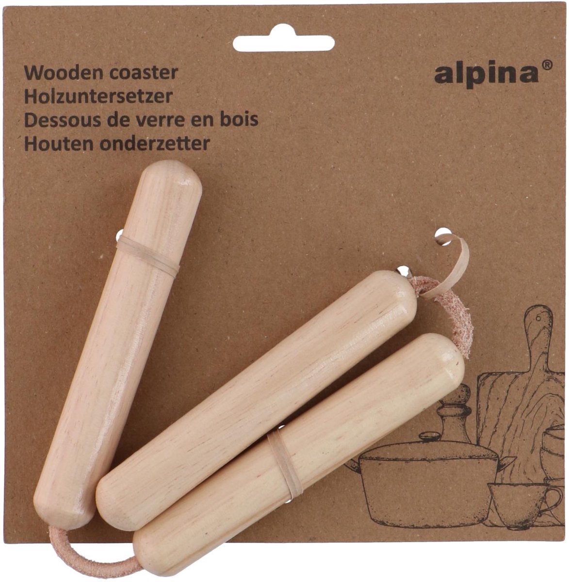 Alpina pannenonderzetter – opvouwbare onderzetter – hittebestendige panonderzetter – naturel hout