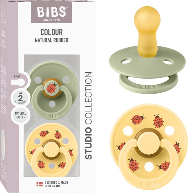 Bibs colour fopspeen - 6-18 mnd - 2-pack - rond - sage pale butter