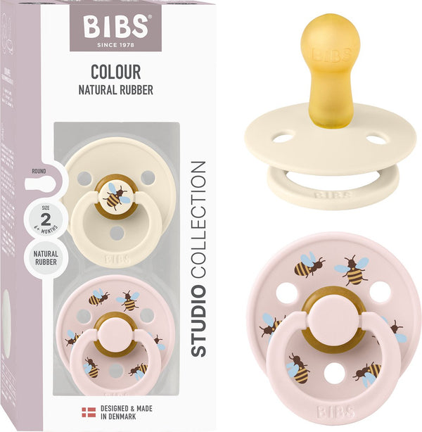 Bibs colour fopspeen - 6-18 mnd - 2-pack - rond - ivory petal