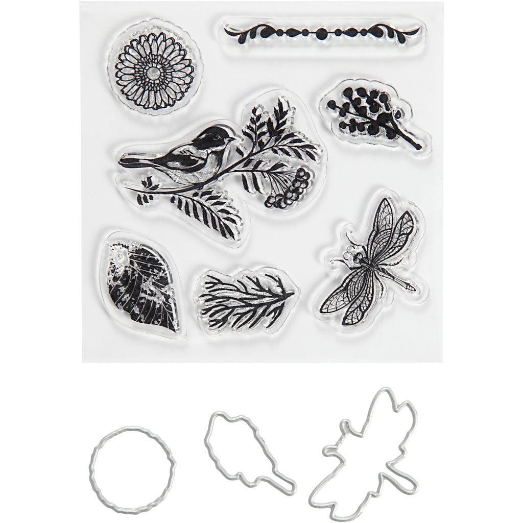 Stempels en snijmallen, dieren en groen, afm 2,5-6 cm, 1 doos