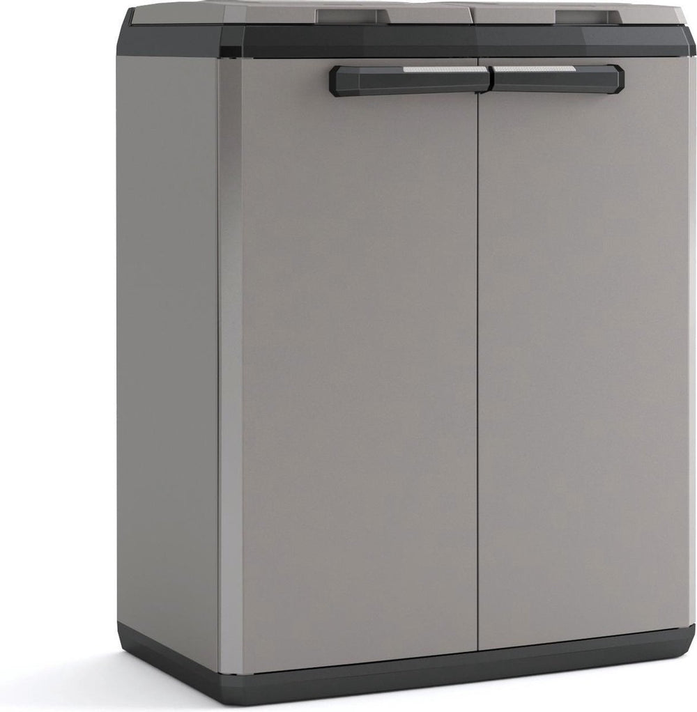 Keter split basic recycling vuilnisbak voor buiten - 68x39x85 cm - grijs zwart