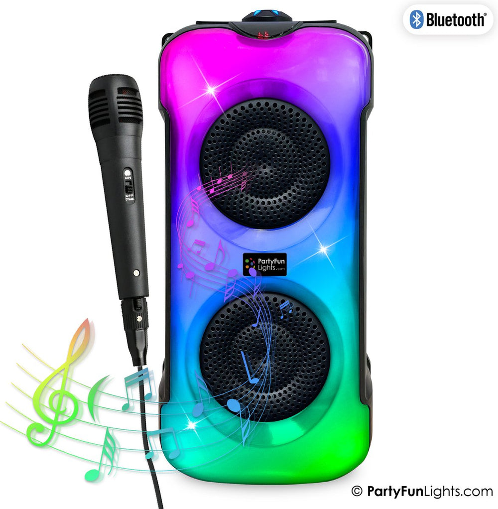 Partyfunlights - bluetooth party karaoke set - led front wisselt van kleur - incl. microfoon - lichteffecten