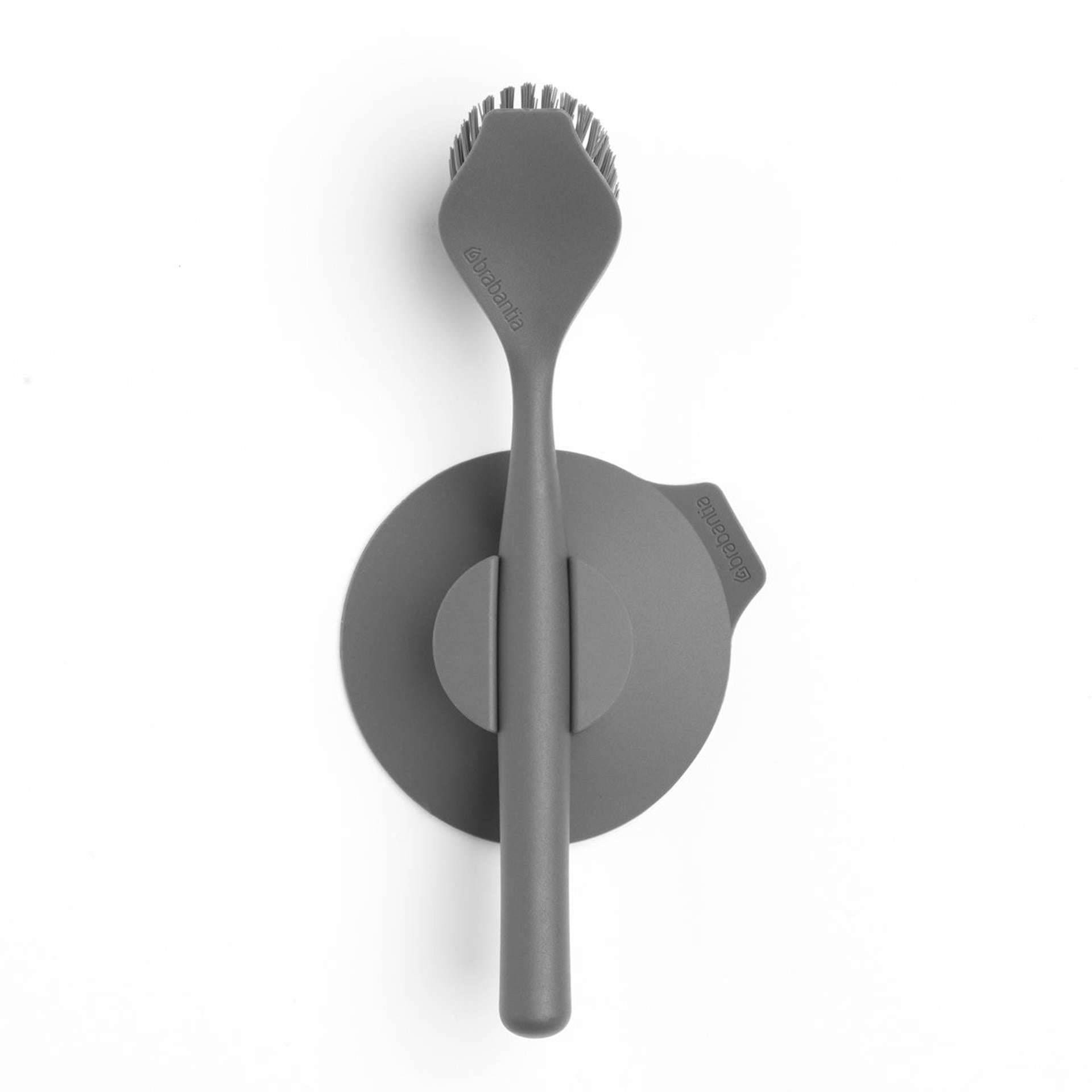 Brabantia spoelbakafwasborstel met zuignaphouder donkergrijs