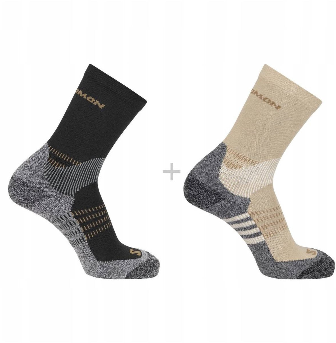 Salomon - x ultra access crew socks | 2-pack | sokken | maat xl 45-47 - zand zwart