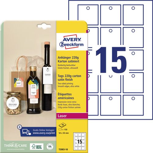 Hanglabels avery zweckform t2003-10 karton wit